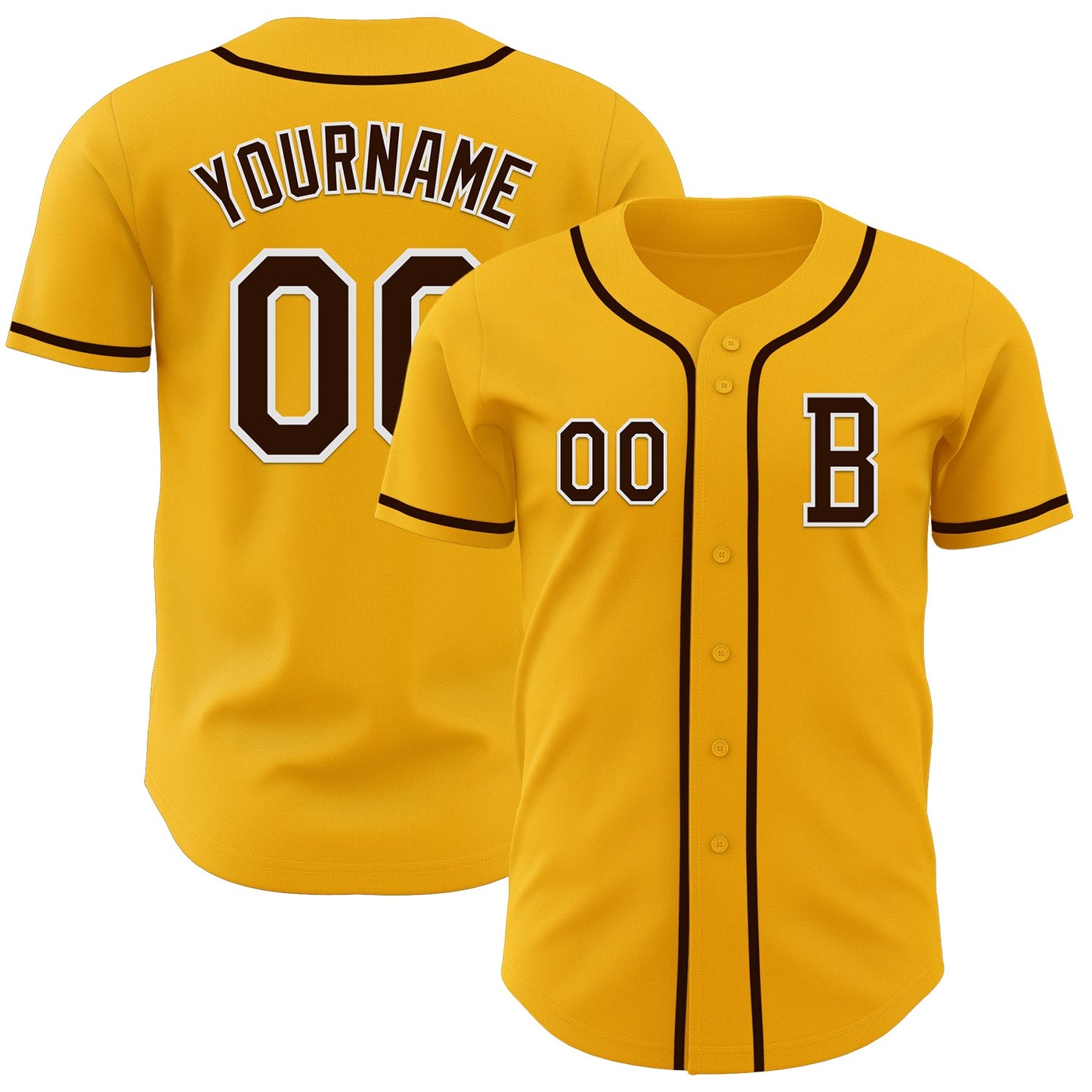 Custom Gold Brown-White Authentic Baseball Jersey - Main View