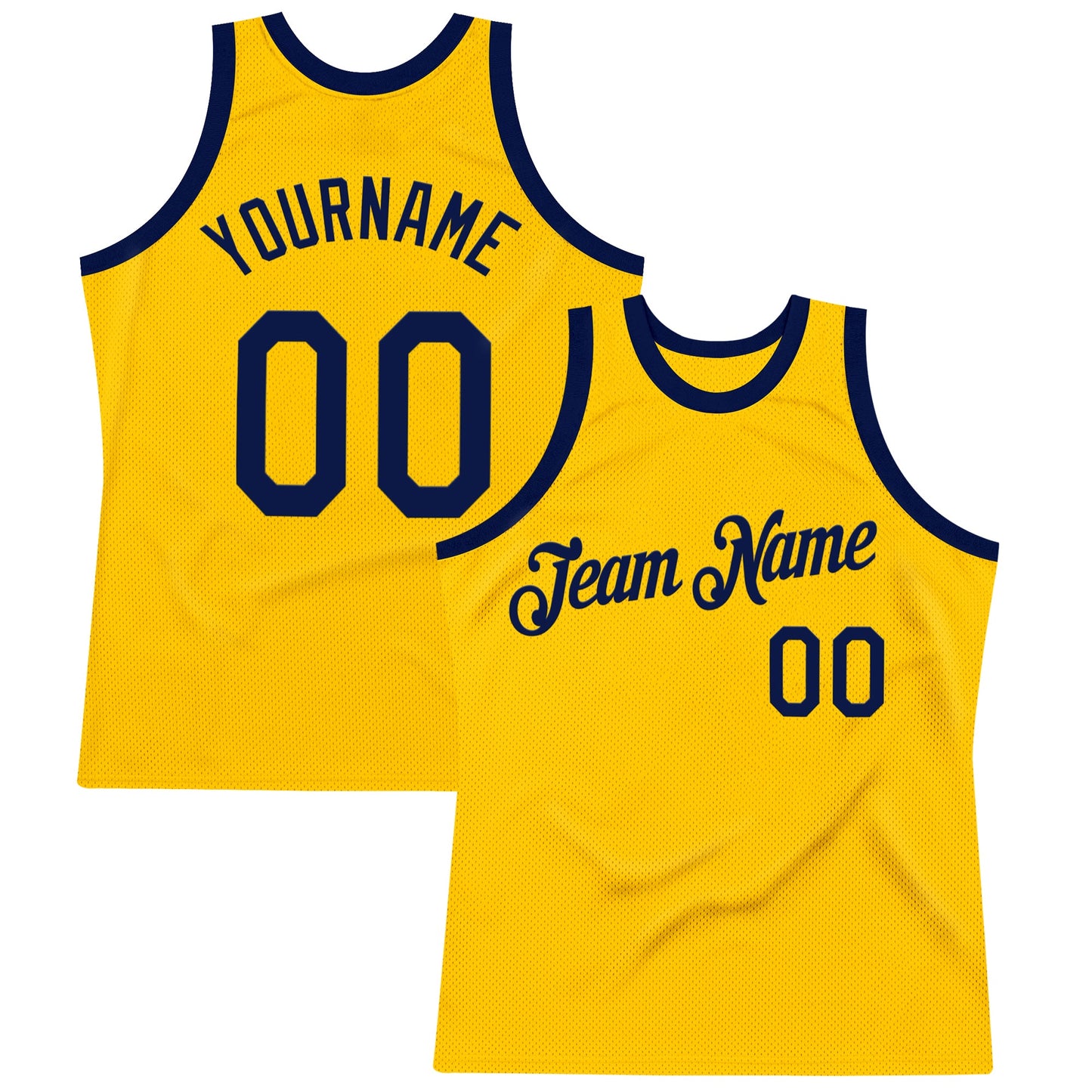 Custom Gold Navy Authentic Throwback Basketball Jersey - Main View