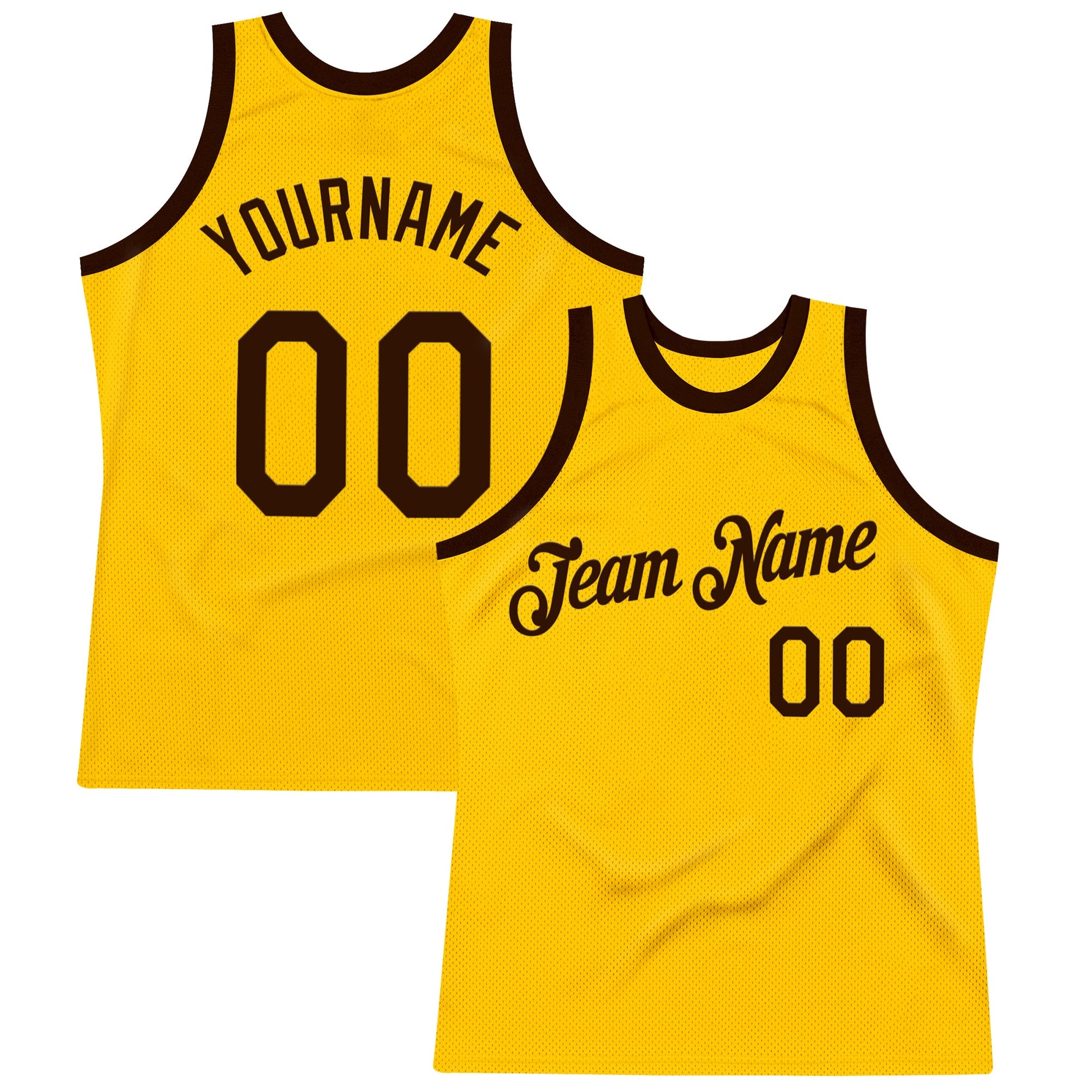 Custom Gold Brown Authentic Throwback Basketball Jersey - Main View
