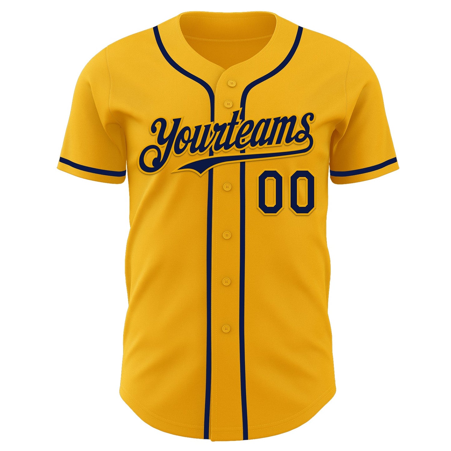 Custom Gold Navy Authentic Baseball Jersey view 2