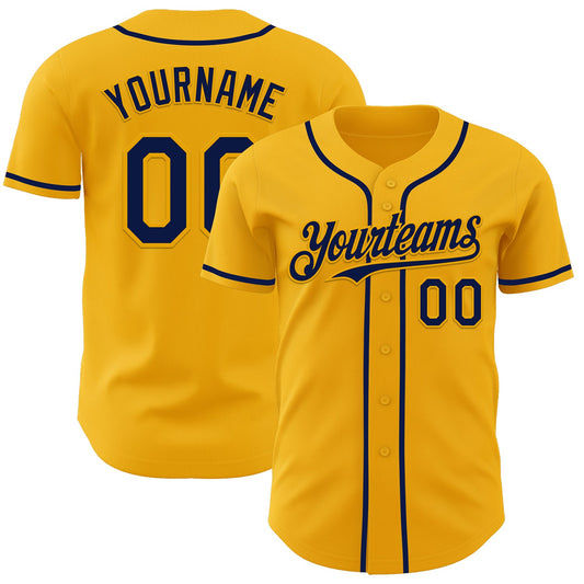 Custom Gold Navy Authentic Baseball Jersey - Main View
