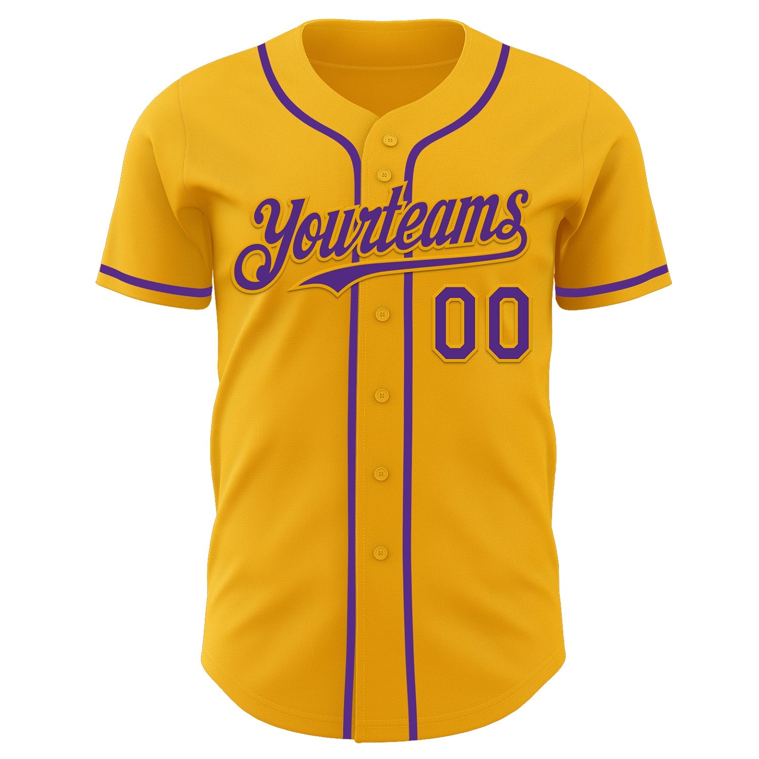 Custom Gold Purple Authentic Baseball Jersey view 2