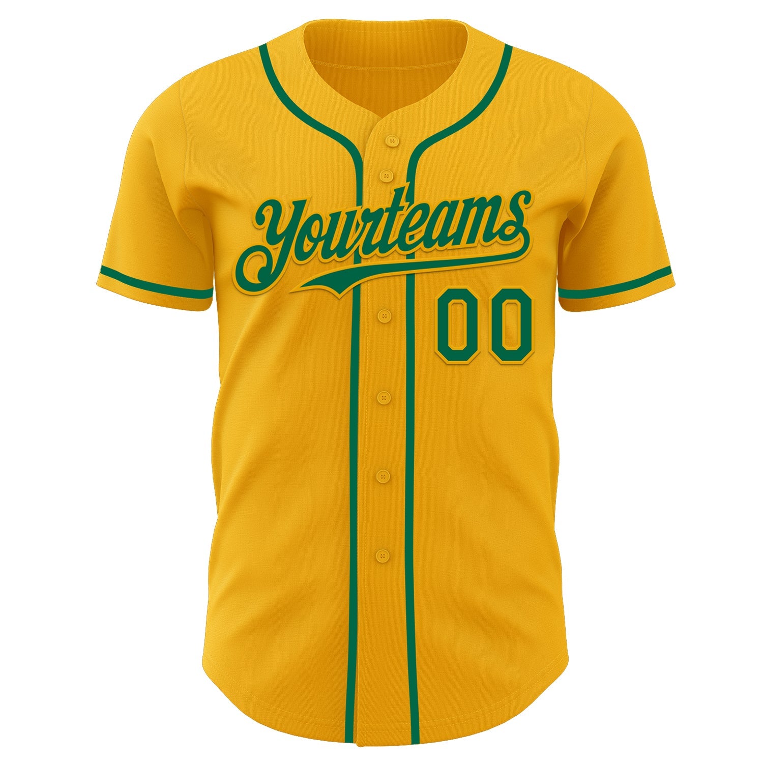 Custom Gold Kelly Green Authentic Baseball Jersey view 2