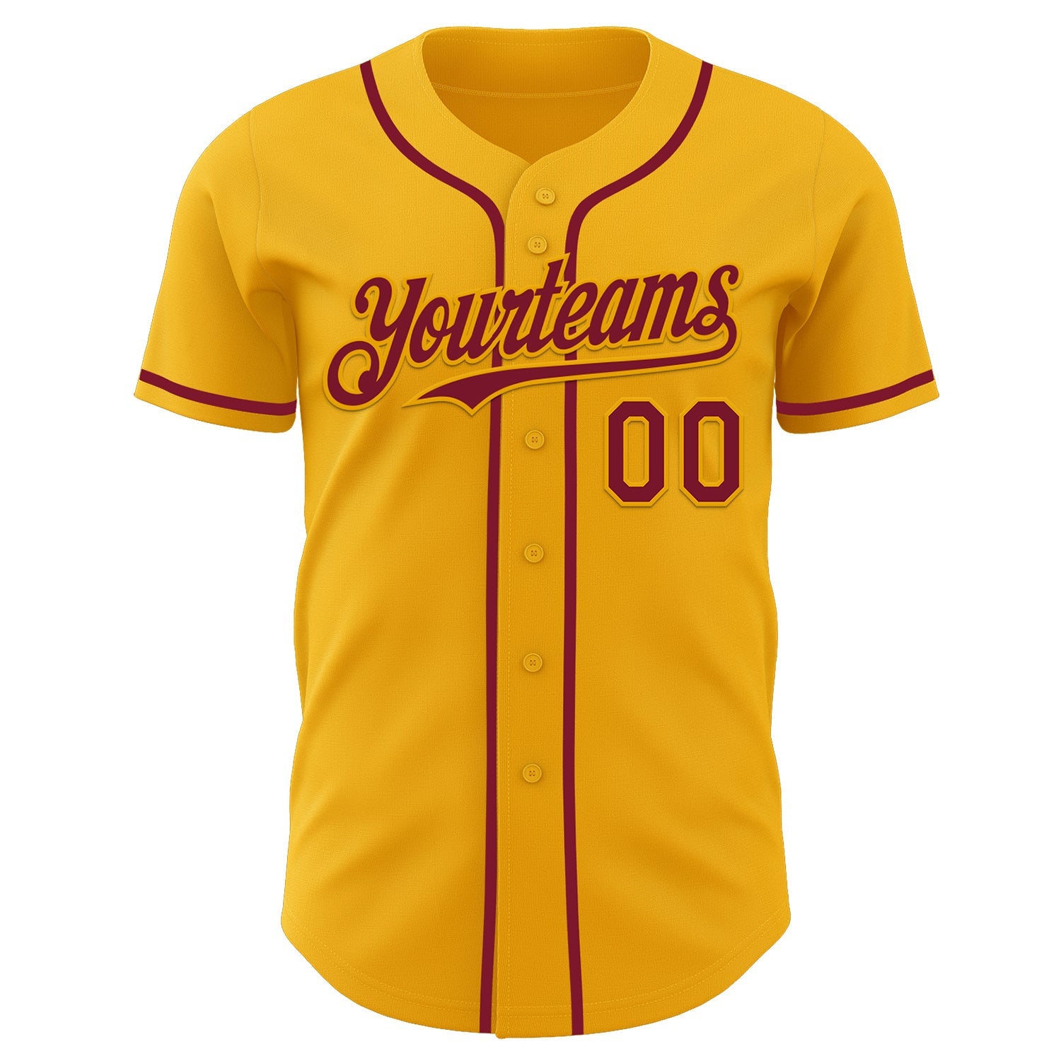 Custom Gold Crimson Authentic Baseball Jersey view 2