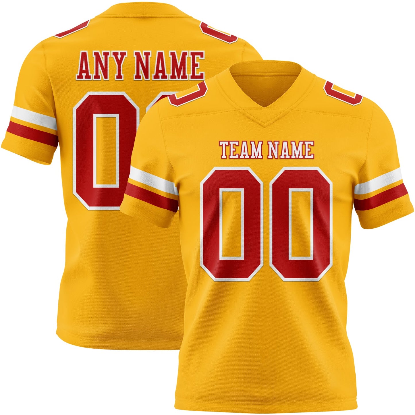 Custom Gold Red-White Authentic Football Jersey - Main View