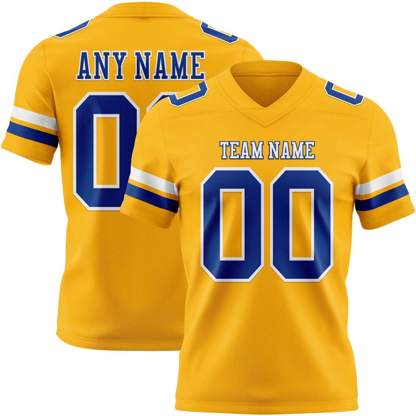 Custom Gold Royal-White Authentic Football Jersey - Main View
