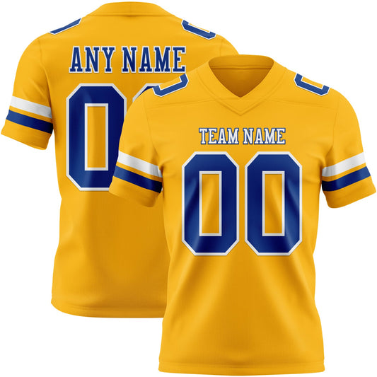 Custom Gold Royal-White Authentic Football Jersey - Main View