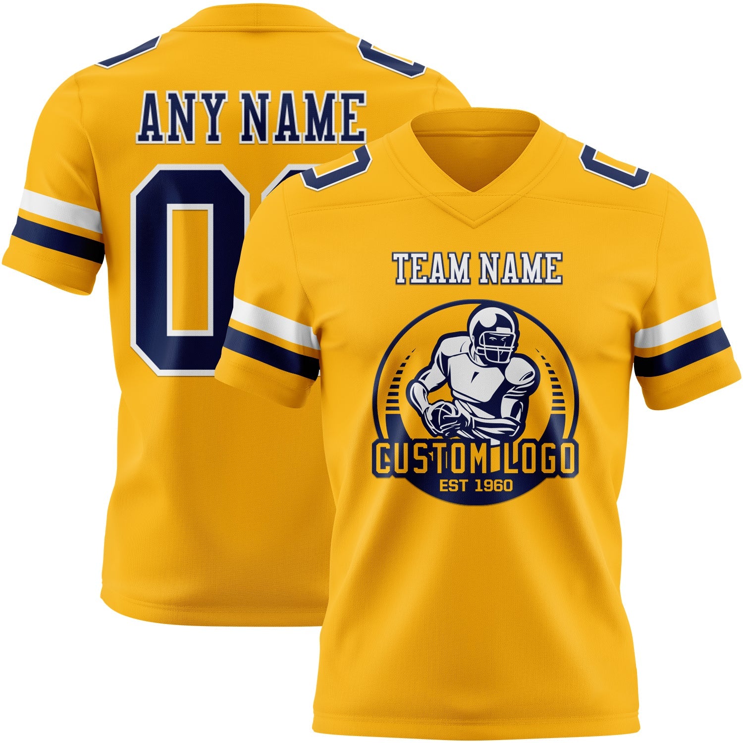 Custom Gold Nvay-White Authentic Football Jersey view 2