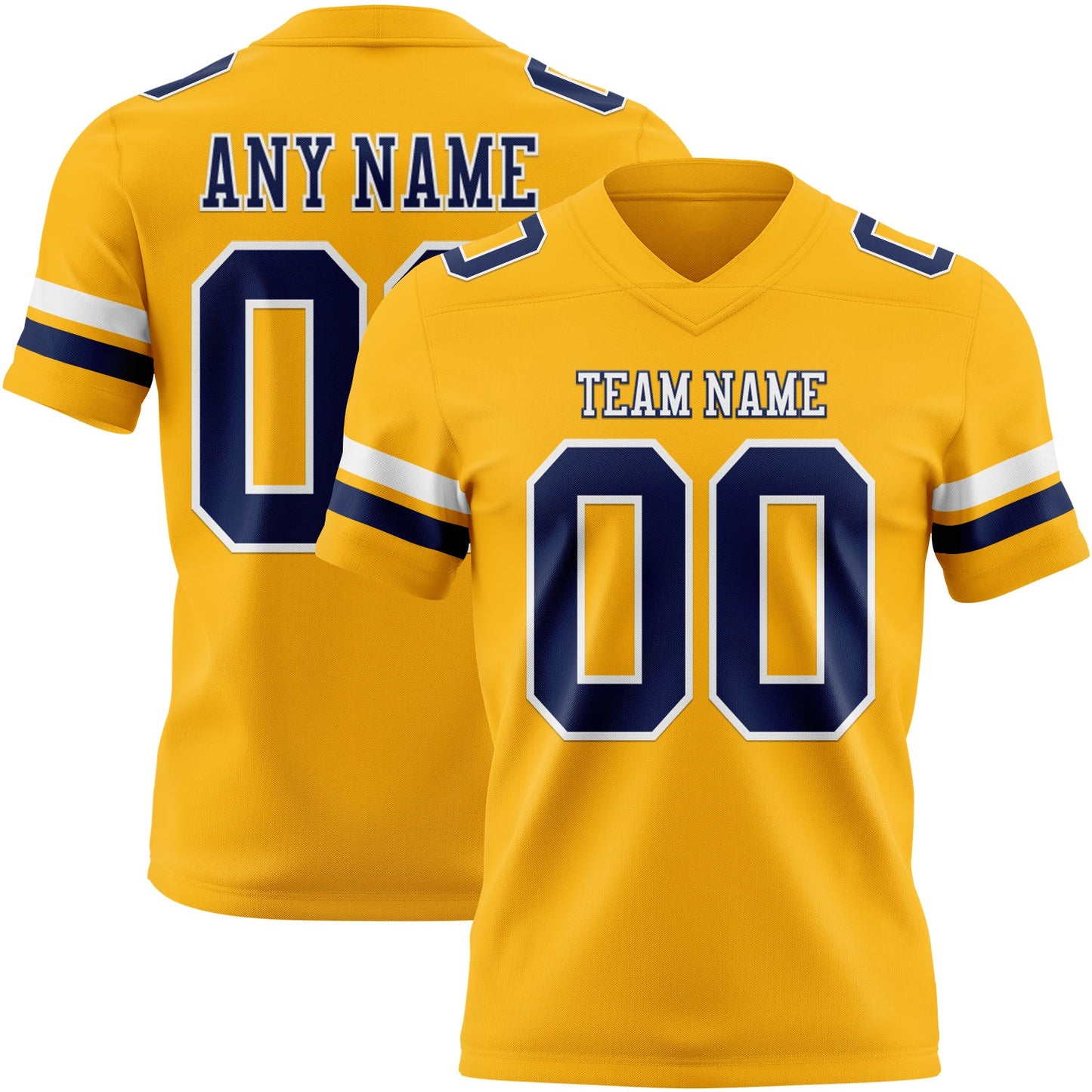 Custom Gold Nvay-White Authentic Football Jersey - Main View