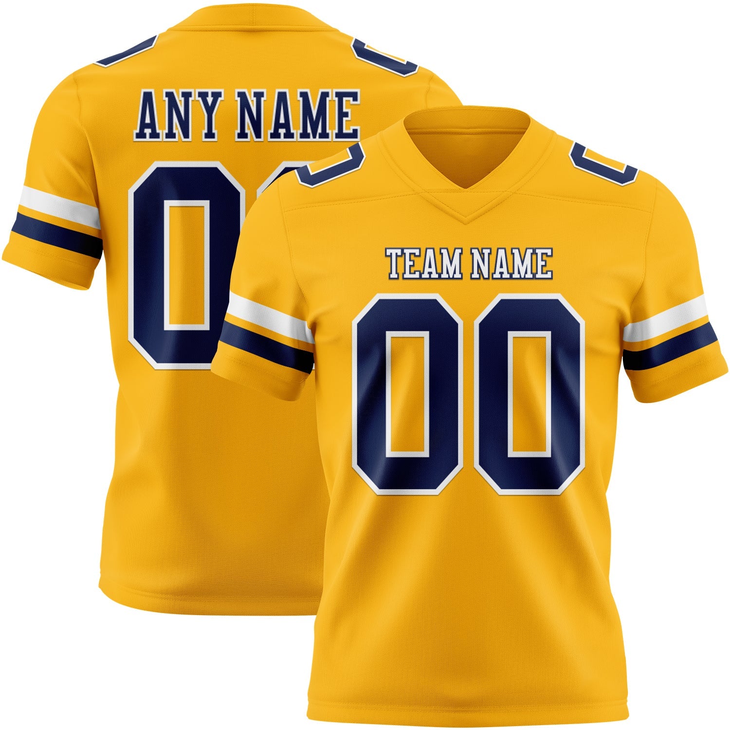 Custom Gold Nvay-White Authentic Football Jersey - Main View