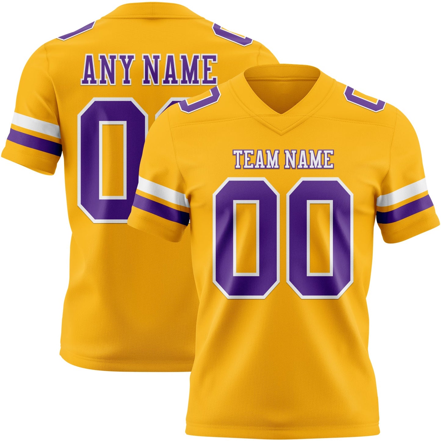 Custom Gold Purple-White Authentic Football Jersey - Main View