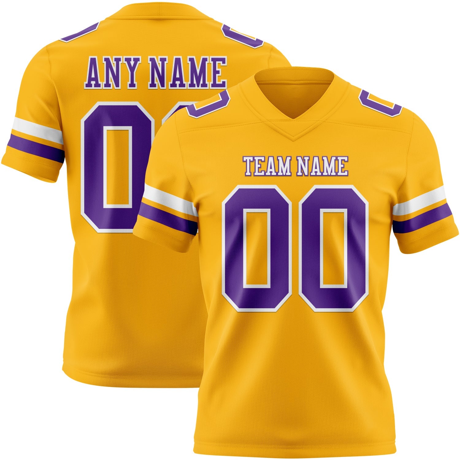 Custom Gold Purple-White Authentic Football Jersey - Main View