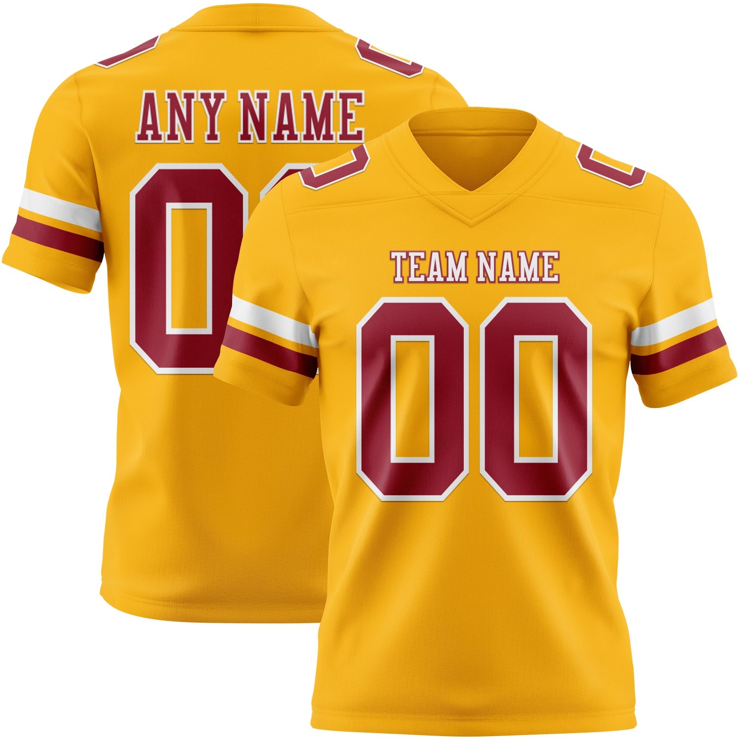 Custom Gold Cardinal-White Authentic Football Jersey - Main View