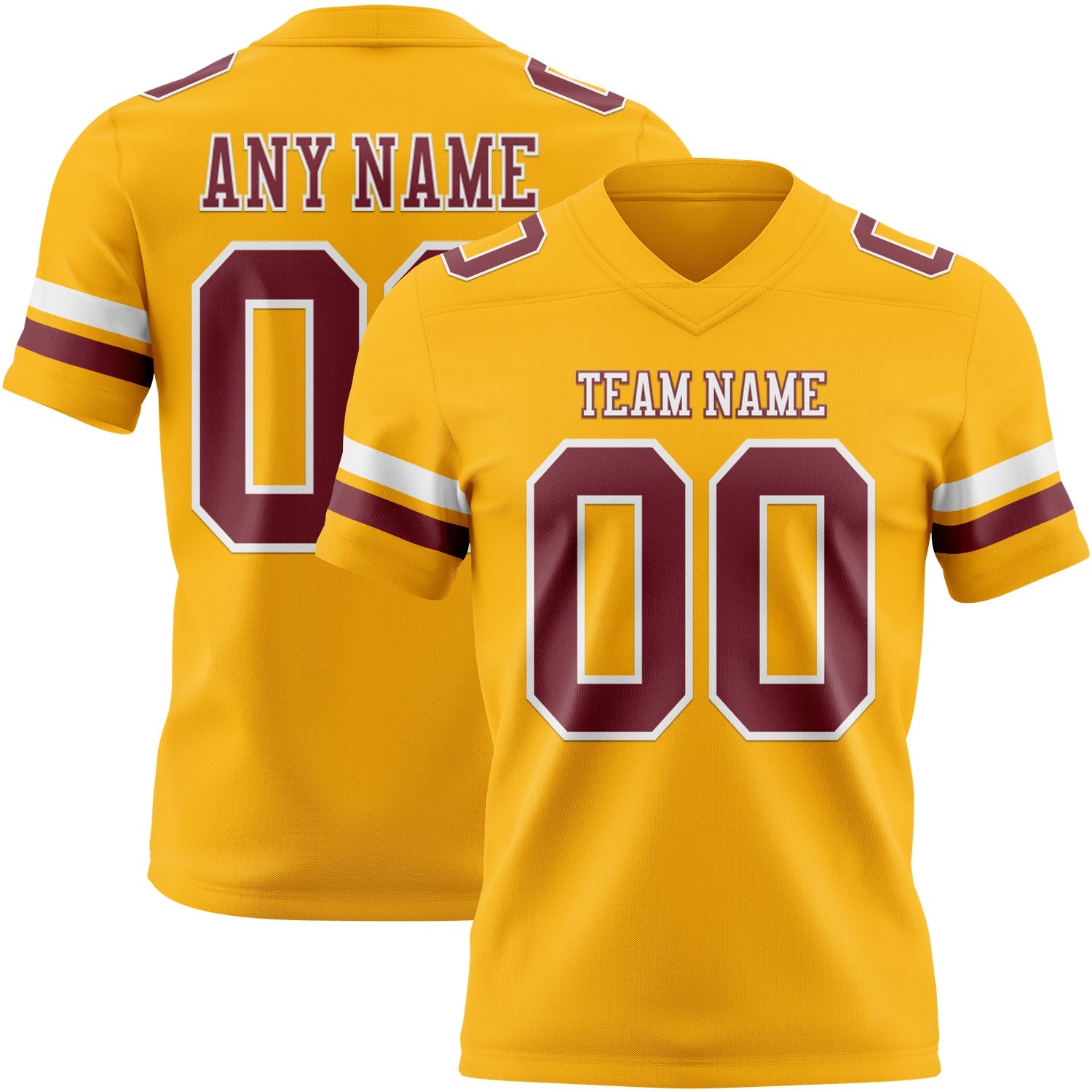 Custom Gold Burgundy-White Authentic Football Jersey - Main View