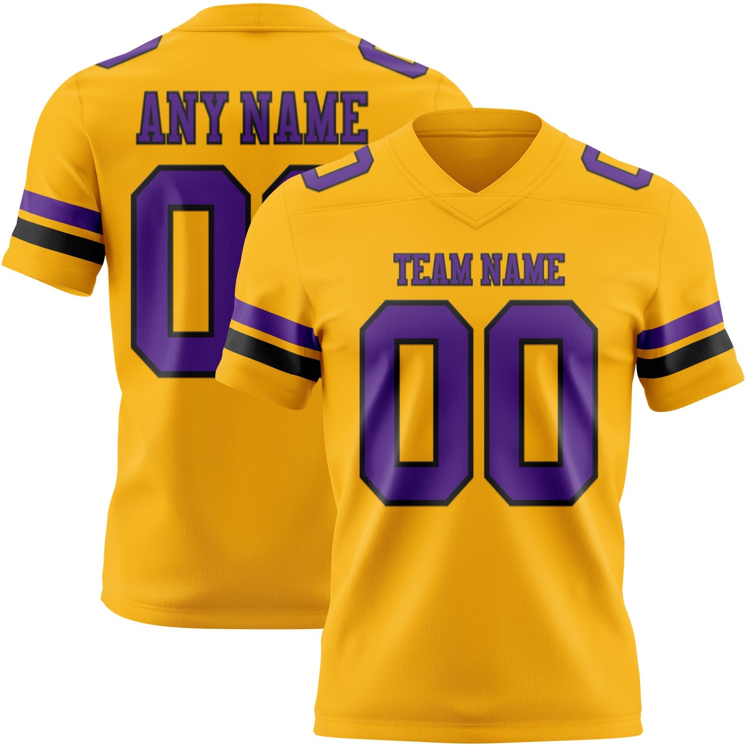 Custom Gold Purple-Black Authentic Football Jersey - Main View