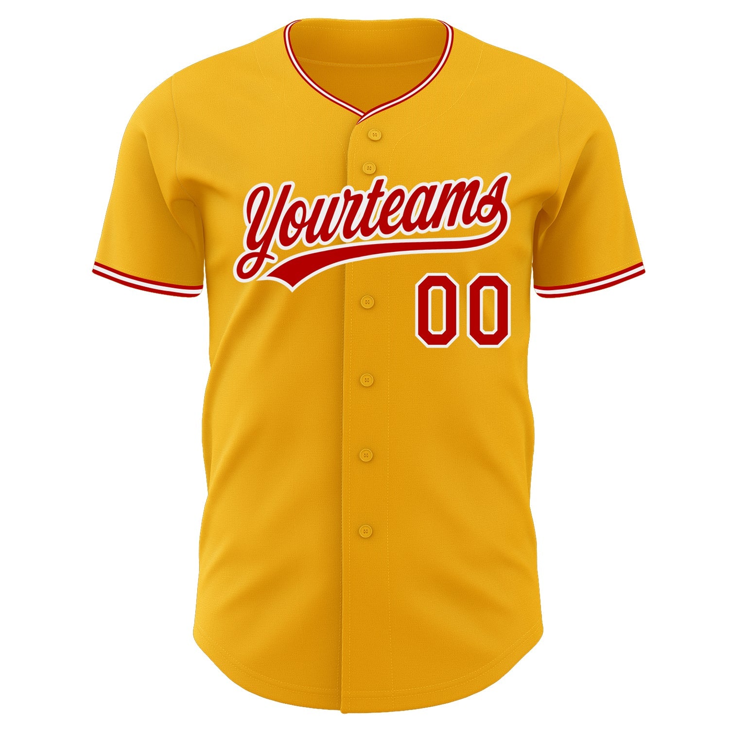 Custom Gold Red-White Authentic Baseball Jersey view 2