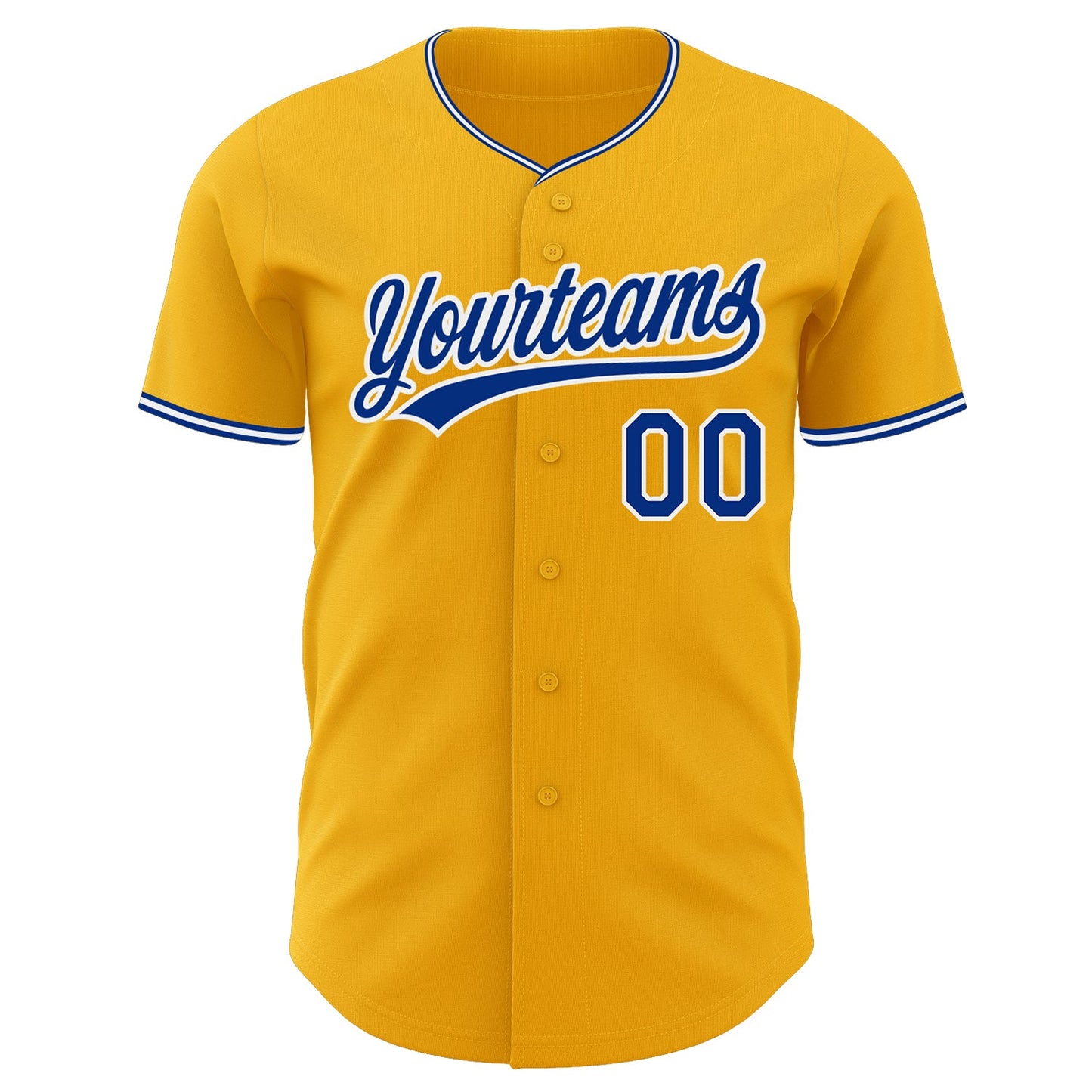 Custom Gold Royal-White Authentic Baseball Jersey view 2