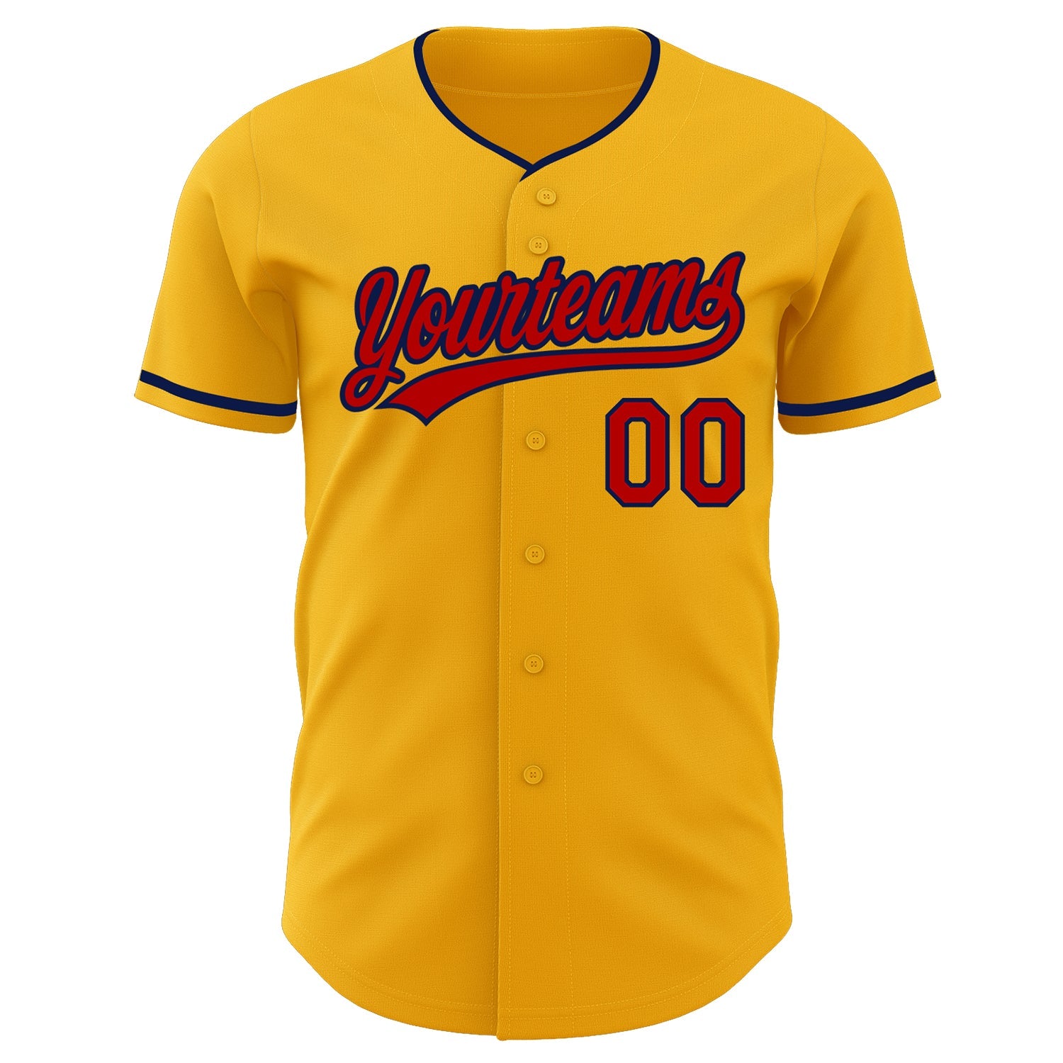 Custom Gold Red-Navy Authentic Baseball Jersey view 2