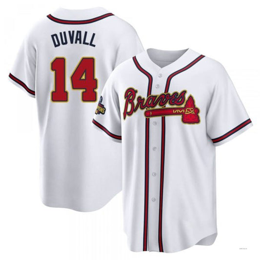 Atlanta Braves #14 Adam Duvall Gold White 2022 Program Jersey Stitches Baseball Jerseys - Main View