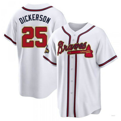 Atlanta Braves #25 Alex Dickerson Gold White 2022 Program Jersey Stitches Baseball Jerseys - Main View