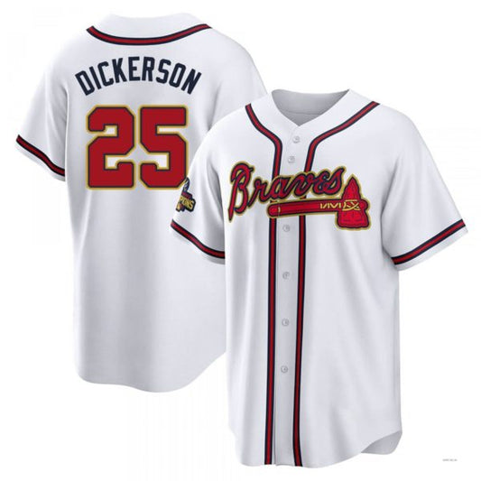 Atlanta Braves #25 Alex Dickerson Gold White 2022 Program Jersey Stitches Baseball Jerseys - Main View