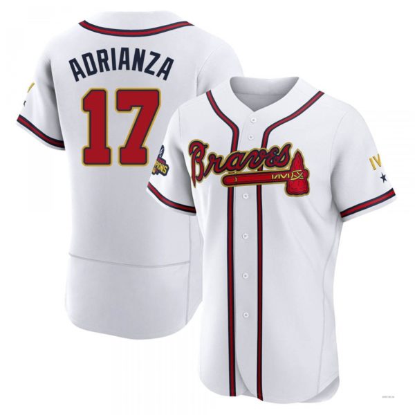 Atlanta Braves #17 Ehire Adrianza Gold White 2022 Program Jersey Stitches Baseball Jerseys - Main View