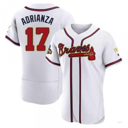 Atlanta Braves #17 Ehire Adrianza Gold White 2022 Program Jersey Stitches Baseball Jerseys - Main View