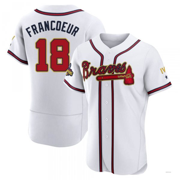 Atlanta Braves #18 Jeff Francoeur Gold White 2022 Program Jersey Stitches Baseball Jerseys - Main View