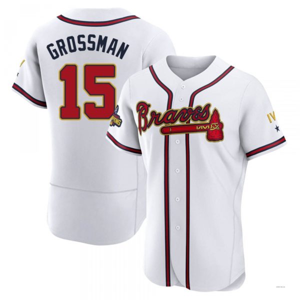 Atlanta Braves #15 Robbie Grossman Gold White 2022 Program Jersey Stitches Baseball Jerseys - Main View