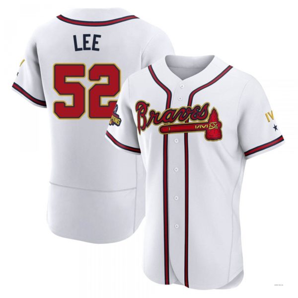 Atlanta Braves #52 Dylan Lee Gold White 2022 Program Jersey Stitches Baseball Jerseys - Main View