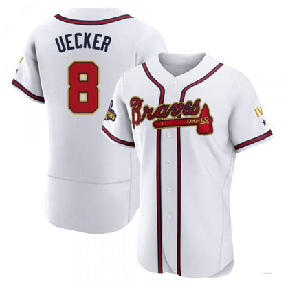 Atlanta Braves #8 Bob Uecker Gold White 2022 Program Jersey Stitches Baseball Jerseys - Main View