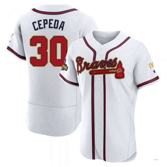 Atlanta Braves #30 Orlando Cepeda Gold White 2022 Program Jersey Stitches Baseball Jerseys - Main View