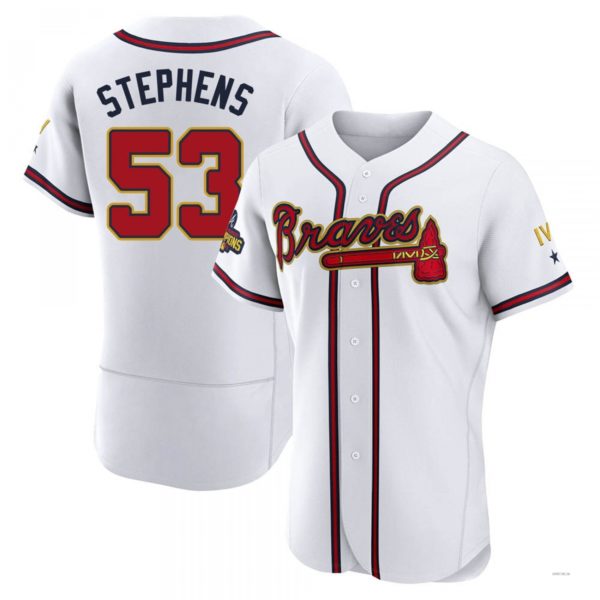 Atlanta Braves #53 Jackson Stephens Gold White 2022 Program Jersey Stitches Baseball Jerseys - Main View