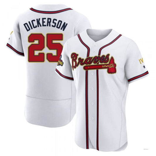 Atlanta Braves #25 Alex Dickerson Gold White 2022 Program Jersey Stitches Baseball Jerseys - Main View