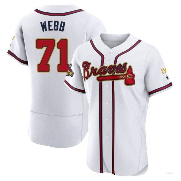 Atlanta Braves #71 Jacob Webb Gold White 2022 Program Jersey Stitches Baseball Jerseys - Main View