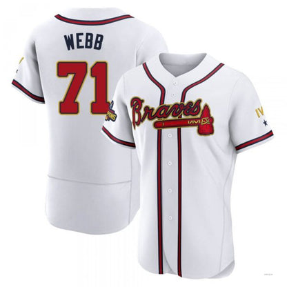 Atlanta Braves #71 Jacob Webb Gold White 2022 Program Jersey Stitches Baseball Jerseys - Main View