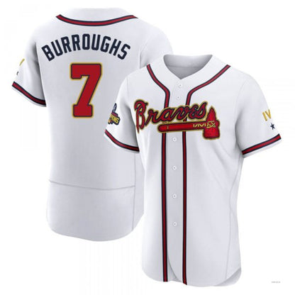 Atlanta Braves #7 Jeff Burroughs Gold White 2022 Program Jersey Stitches Baseball Jerseys - Main View
