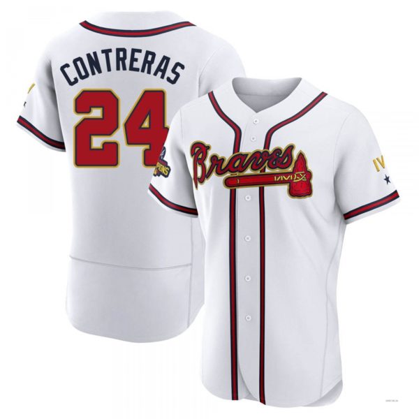 Atlanta Braves #24 William Contreras Gold White 2022 Program Jersey Stitches Baseball Jerseys - Main View