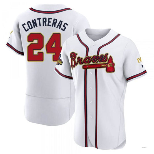 Atlanta Braves #24 William Contreras Gold White 2022 Program Jersey Stitches Baseball Jerseys - Main View