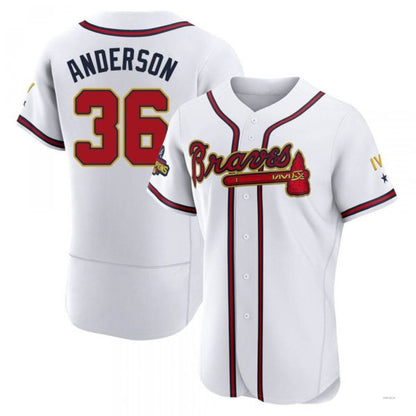 Atlanta Braves #36 Ian Anderson Gold White 2022 Program Jersey Stitches Baseball Jerseys - Main View