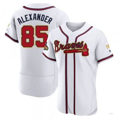 Atlanta Braves #85 CJ Alexander Gold White 2022 Program Jersey Stitches Baseball Jerseys - Main View