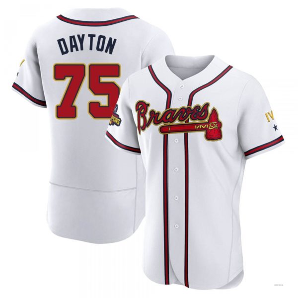 Atlanta Braves #75 Grant Dayton Gold White 2022 Program Jersey Stitches Baseball Jerseys - Main View