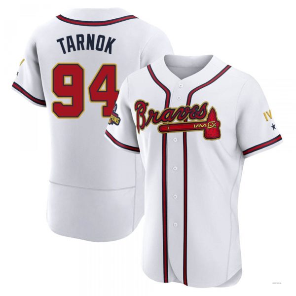 Atlanta Braves #94 Freddy Tarnok Gold White 2022 Program Jersey Stitches Baseball Jerseys - Main View