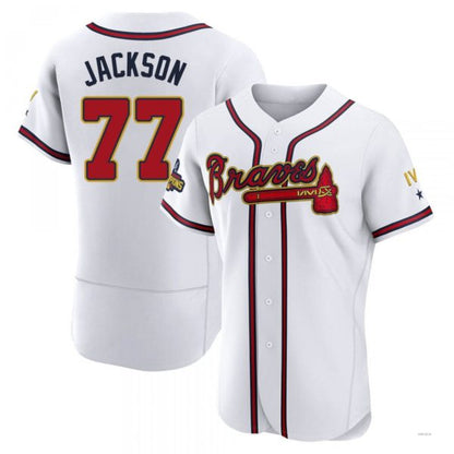 Atlanta Braves #77 Luke Jackson Gold White 2022 Program Jersey Stitches Baseball Jerseys - Main View