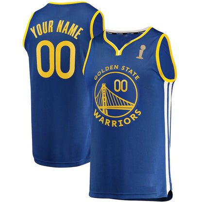 Custom G.State Warriors Fanatics Branded 2022 Finals Champions Fast Break Replica Royal Icon Edition American Stitched Basketball Jersey - Main View
