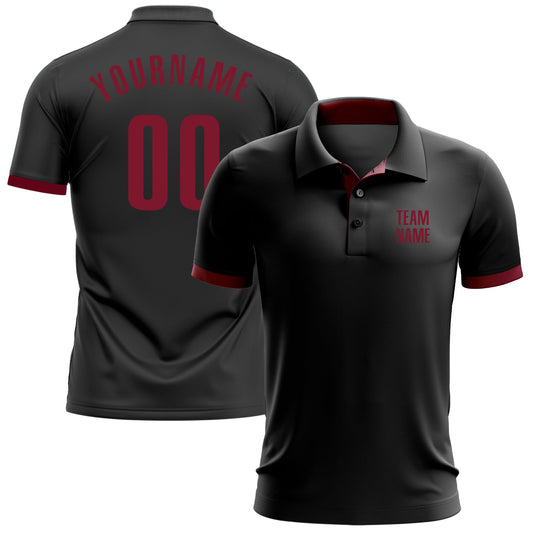 Custom Black Crimson Performance Golf Polo Shirt - Main View