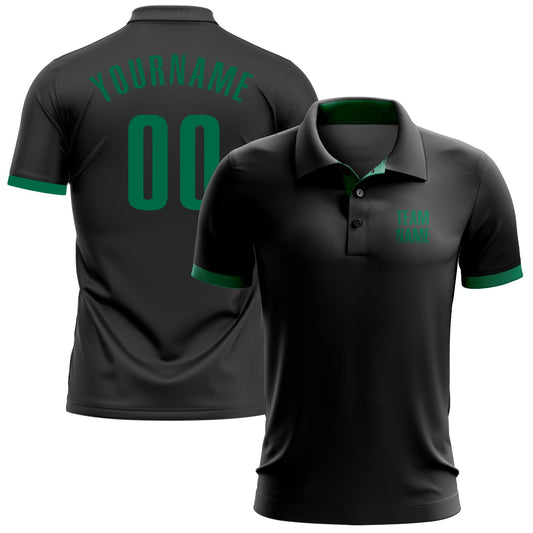 Custom Black Kelly Green Performance Golf Polo Shirt - Main View