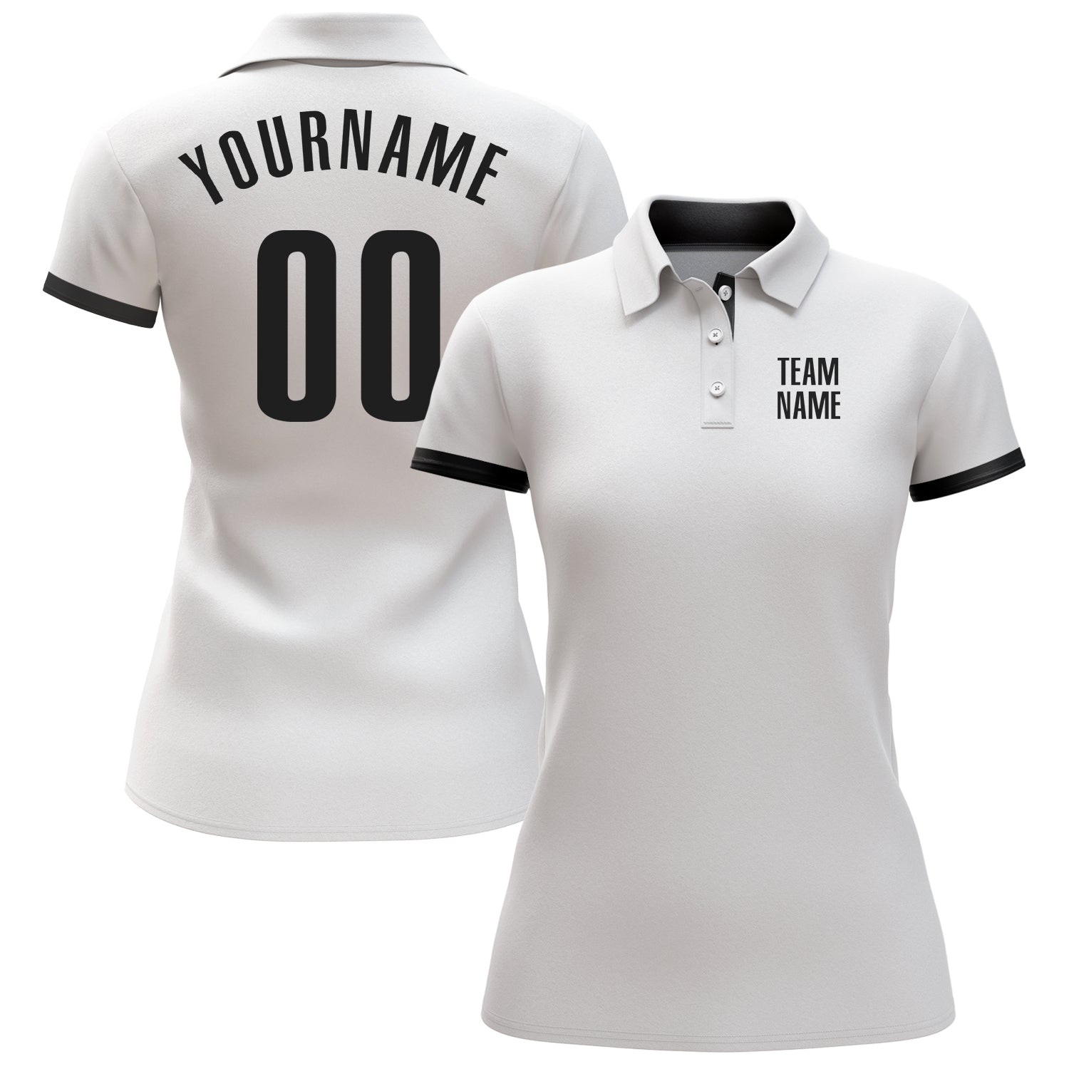 Custom White Black Performance Golf Polo Shirt view 2