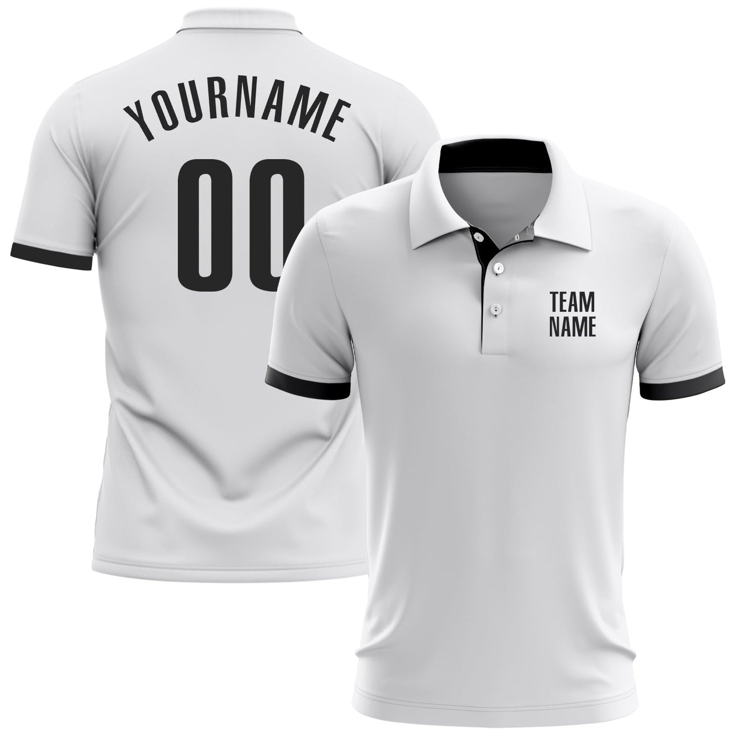 Custom White Black Performance Golf Polo Shirt - Main View