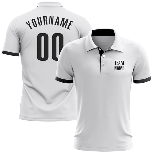 Custom White Black Performance Golf Polo Shirt - Main View